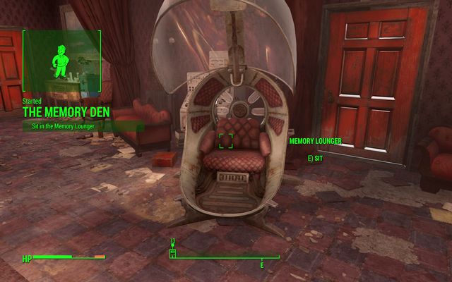 Sit on the open chair - Fallout 4: Memory Den - Side quests in Goodneighbor - Fallout 4 Game Guide & Walkthrough