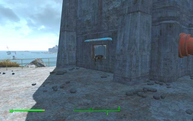 The corpse hanging from the window - if you search it you will find a key to many closed rooms of the factory - Fallout 4: Mahkra Fishpacking - Salem - Sector 3 - Fallout 4 Game Guide & Walkthrough