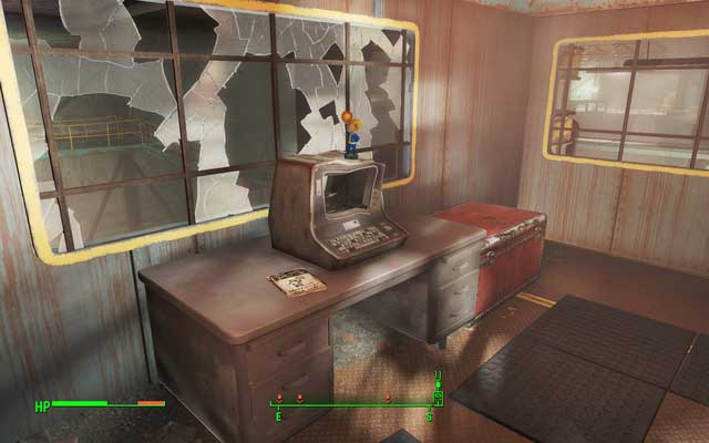 The bobblehead and magazine lying on the desk in the office - Fallout 4: Longneck Lukowskis Cannery - Salem - Sector 3 - Fallout 4 Game Guide & Walkthrough