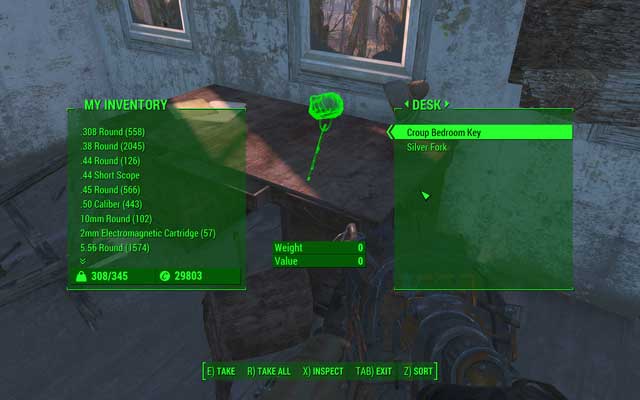 The first key to the bedroom - Fallout 4: Croup Manor - Salem - Sector 3 - Fallout 4 Game Guide & Walkthrough