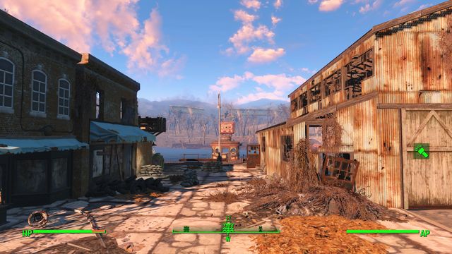 The marina consists of three small buildings at the riverside - Fallout 4: Egret Tours Marina - Southern Boston - Sector 9 - Fallout 4 Game Guide & Walkthrough