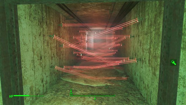 After you enter the building, after a while, you will be stopped by laser tripwires that activate three powerful turrets - Fallout 4: Jamaica Plain - Southern Boston - Sector 9 - Fallout 4 Game Guide & Walkthrough