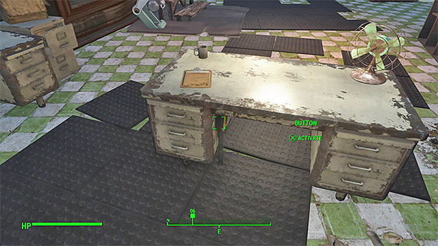 The button is under Genevas desk - Fallout 4: In Sheeps Clothing - Side quests in Diamond City - Fallout 4 Game Guide & Walkthrough
