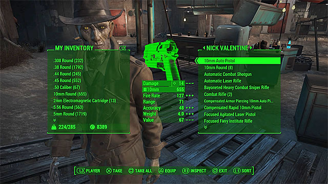 Hard equipment can be moved to your companions inventory (if his capacity limit allows that) - Fallout 4: Equipment and Pip-Boy - Basics - Fallout 4 Game Guide & Walkthrough
