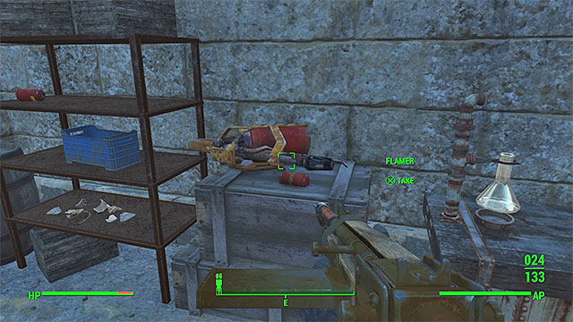 In the ruins of the castle you will find a flamer and other stuff - Fallout 4: Taking Independence - Major quests for Minutemen faction - Fallout 4 Game Guide & Walkthrough