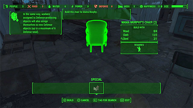 Place the chair somewhere inside the building - Fallout 4: Mama Murphy - Minor quests for Minutemen faction - Fallout 4 Game Guide & Walkthrough