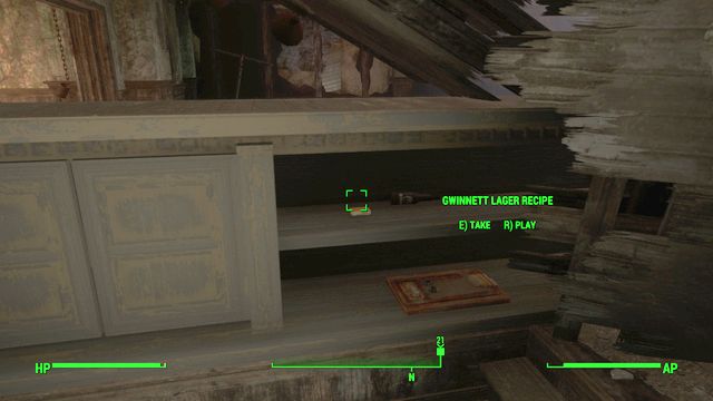 You can find additional beer recipe for the robot under the table - Fallout 4: Trouble Brewin - Side quests in Goodneighbor - Fallout 4 Game Guide & Walkthrough