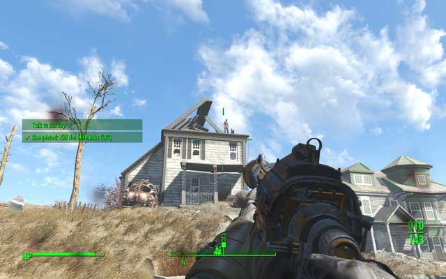 Barney on the rooftop of his house - Fallout 4: Activate turrets in Salem (Rook Family House) - Side quests in other locations - Fallout 4 Game Guide & Walkthrough