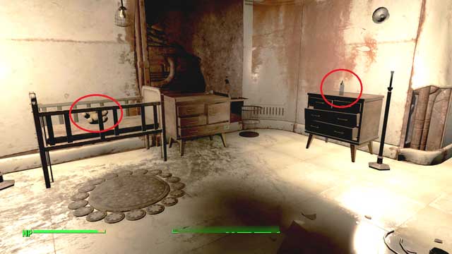 In the second room, take up the empty bottle chest of drawers and carry it over to the teddy bear in the cradle - Fallout 4: Quality Assurance (General Atomics Factory) - Side quests in other locations - Fallout 4 Game Guide & Walkthrough