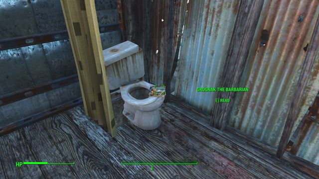 You can find a Grognak the Barbarian on a toilet in one of the buildings above - Fallout 4: Mass Pike Interchange - Fort Hagen - Sector 4 - Fallout 4 Game Guide & Walkthrough