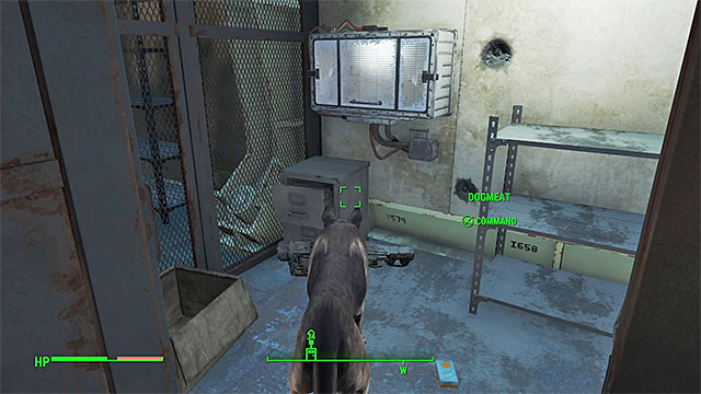 The dog should proceed towards the case with the legendary item - Fallout 4: How to unlock the legendary Cryolator weapon early in the game? - FAQ - Fallout 4 Game Guide & Walkthrough