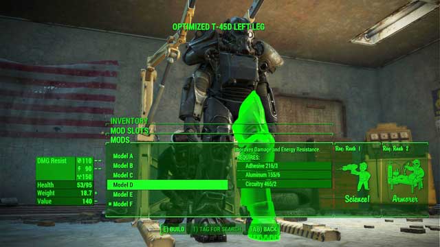 Except for the Raider Power Armor (2 upgrade types), there are 6 model types (and their equivalents for X-01 armor) - Fallout 4: Power Armor Crafting - Power Armor - Fallout 4 Game Guide & Walkthrough