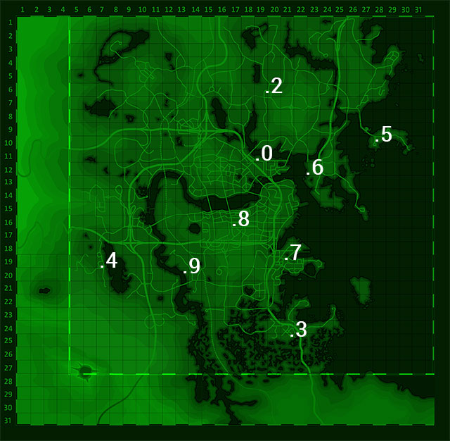 The map above presents the places on the world map which you must visit in order to find the nine remaining Eddie Winter holotapes (the tape number 1 was given to you at the start of the quest by Nick Valentine) - Fallout 4: Long Time Coming - Nick Valentine - Minor quests for Institute faction - Fallout 4 Game Guide & Walkthrough