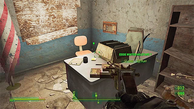 Look behind the desk with a large cardboard box on it - Fallout 4: Long Time Coming - Nick Valentine - Minor quests for Institute faction - Fallout 4 Game Guide & Walkthrough
