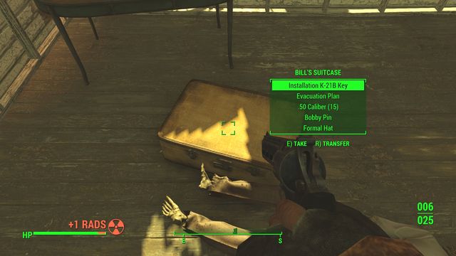 In order to get to the complex, you must take the key from the suitcase - Fallout 4: Federal Surveillance Center K-21B - The Glowing Sea - Sector 8 - Fallout 4 Game Guide & Walkthrough