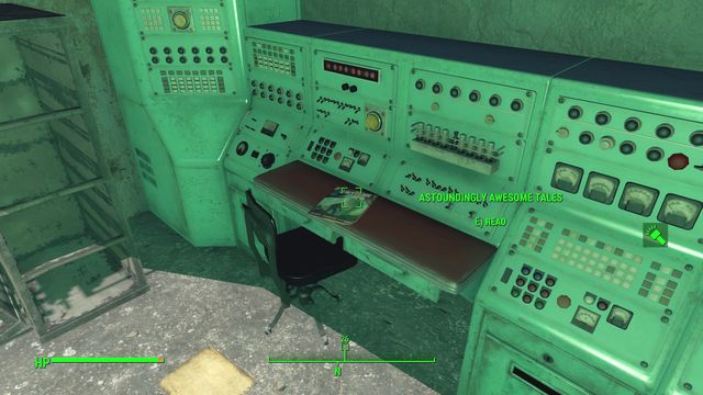In one of the laboratory rooms at the start you will find Astoundingly Awesome Tales magazine - Fallout 4: Sentinel Site - The Glowing Sea - Sector 8 - Fallout 4 Game Guide & Walkthrough