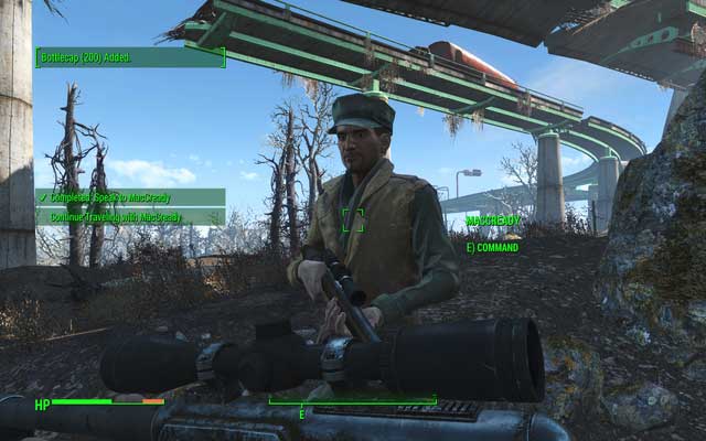 After killing the targets you must walk a bit with your friend and gain more of his approval - Fallout 4: Long Road Ahead - MacCready - Minor quests for Institute faction - Fallout 4 Game Guide & Walkthrough