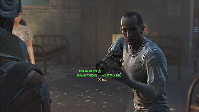 You can use Charisma to convince Bill to lower his weapon - Fallout 4: Building a Better Crop - Minor quests for Institute faction - Fallout 4 Game Guide & Walkthrough