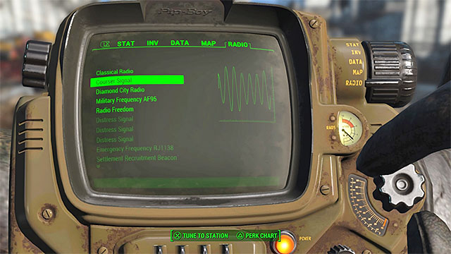 Select coursers radio frequency from the list of frequencies - Fallout 4: Hunter Hunted - Main story - Fallout 4 Game Guide & Walkthrough