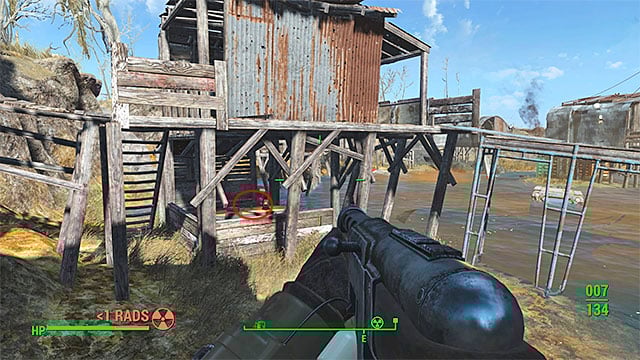 Once you reach the large crater, you must fight a group of high level enemies calling themselves the Child of Atom and additionally you must destroy few defense turrets - Fallout 4: Magazines in Salem - Sector 3 - Magazines - Fallout 4 Game Guide & Walkthrough