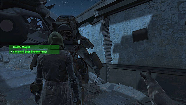 Activate the power armor and collect a minigun from the crashed airship - Fallout 4: When Freedom Calls - Main story - Fallout 4 Game Guide & Walkthrough