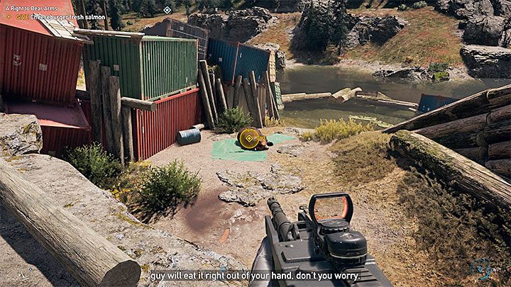 Head to Linero Building Supplies only after you catch a fish - A Right to Bear Arms - Cheeseburger, a new companion in Whitetail Mountains - Whitetail Mountains - Far Cry 5 Game Guide