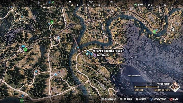 OHaras Haunted House is located on the border of the regions of the Holland Valley and the Henbane River - How to reach OHaras Haunted House in Far Cry 5? - FAQ - Far Cry 5 Game Guide