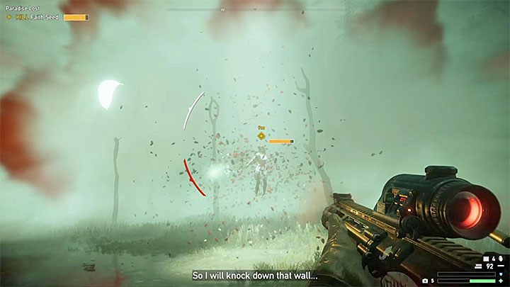 Faith attacks you with energy projectiles and shoots 3 of them at the same time - Paradise Lost (the second Henbane River liberating mission) in Far Cry 5 - Henbane River - Far Cry 5 Game Guide