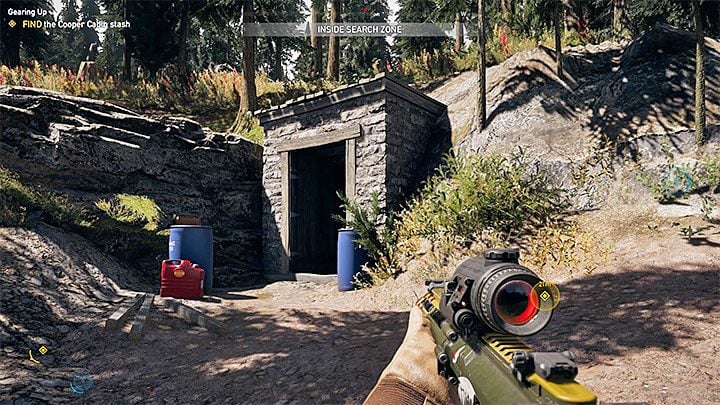The first stash is in Cooper Cabin - Gearing Up in Whitetail Mountains - Whitetail Mountains - Far Cry 5 Game Guide