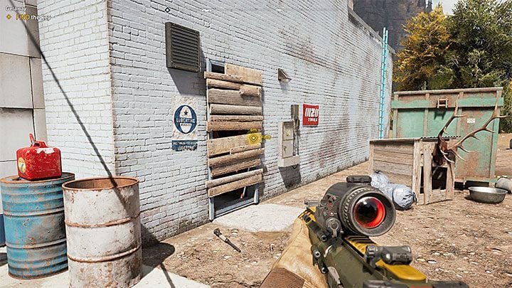 Walk around the building and find the boarded up passage shown in the screenshot - Cult locations and Prepper stashes in Henbane river - Henbane River - Far Cry 5 Game Guide