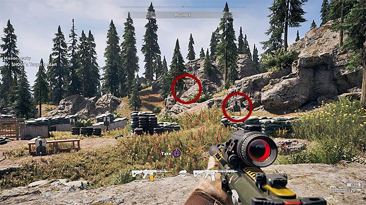 One of the NPCs has prepared a shooting gallery where you can test your skills - Side quests in Whitetail Mountains - Whitetail Mountains - Far Cry 5 Game Guide