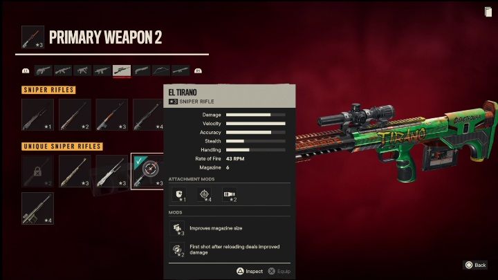 Special features: El Tirano is a sniper rifle that has the following modifications - Far Cry 6: Best weapons - list - Basics - Far Cry 6 Guide