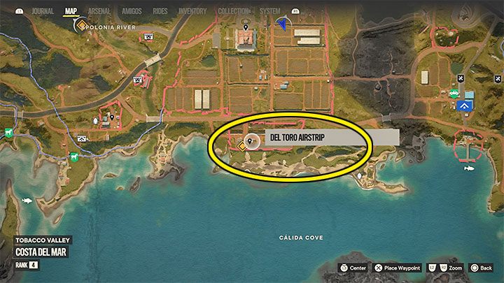 You have various options for obtaining the military plane, the easiest being to go to one of the runways in Madrugada - in the example in the picture, it is the runway south of Tobacco Valley - Far Cry 6: Fly Ball - walkthrough - Madrugada - Far Cry 6 Guide