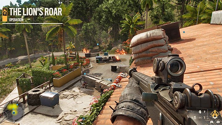 This mission offers a lot of freedom in choosing the location from which you will defend yourself against enemy soldiers appearing in the area - Far Cry 6: The Lions Roar - walkthrough - El Este - Far Cry 6 Guide
