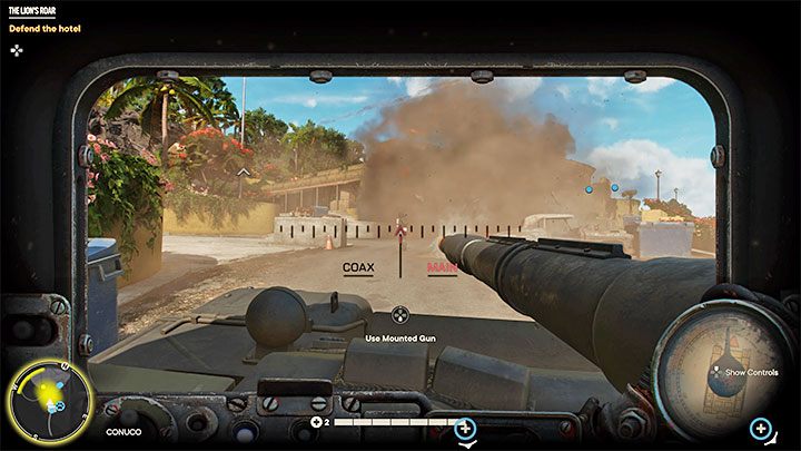 Further into the battle, be prepared that an enemy tank will appear, which should reach the hotel from the side of the winding asphalt road - Far Cry 6: The Lions Roar - walkthrough - El Este - Far Cry 6 Guide