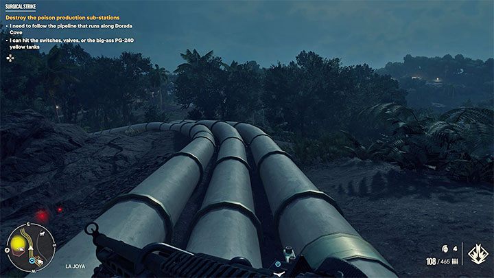 The action plan is simple - travel along the pipeline, which you'll find after going down the tower using the rope with Mama - Far Cry 6: Surgical Strike - walkthrough - El Este - Far Cry 6 Guide
