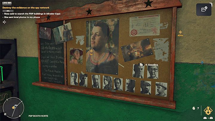 Upon entering each building, locate the evidence board (example in the screenshot) and destroy it with a firearm or melee weapon - Far Cry 6: Loose Ends - walkthrough - El Este - Far Cry 6 Guide