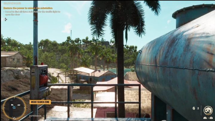 Now you need to climb up the metal flagpole, on which you'll find yet another switch - Far Cry 6: The Last One to Leave - Treasure Hunts (Esperanza) - Esperanza - Far Cry 6 Guide