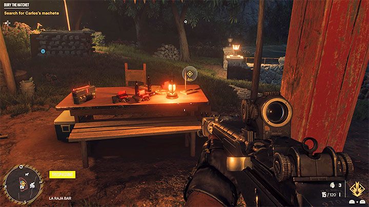 Carlos's Machete is stuck in one of the tables in front of the bar - Far Cry 6: Bury the Hatchet - walkthrough - Operations - Madrugada - Far Cry 6 Guide