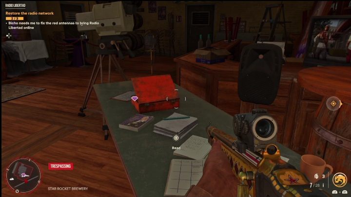 Start the task by reading the note that lies on the desk right at the entrance to the building - Far Cry 6: Liquid Courage - Treasure Hunts (Valle De Oro) - Valle De Oro - Far Cry 6 Guide