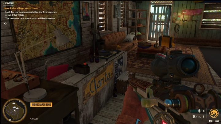 The fourth number lies on the desk, right next to the yellow "Clarito" sign - Far Cry 6: A Rising Tide - Treasure Hunts (El Este) - El Este - Far Cry 6 Guide