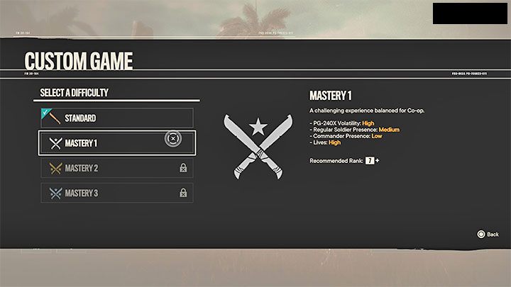 2) Choosing the difficulty level - Only normal difficulty is available at first, but you can also unlock higher difficulties called the mastery levels - Far Cry 6: Special Operations - Basics - Far Cry 6 Guide