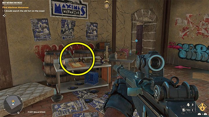 Above, in addition to the corpse, you will find the Scrawled Note marked on the screenshot - Far Cry 6: Meet Maximas Matanzas - walkthrough - Operations - Valle De Oro - Far Cry 6 Guide