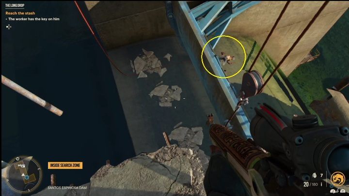 This is where you can slide down the rope or just jump off - Far Cry 6: The Long Drop - Treasure Hunts (El Este) - El Este - Far Cry 6 Guide