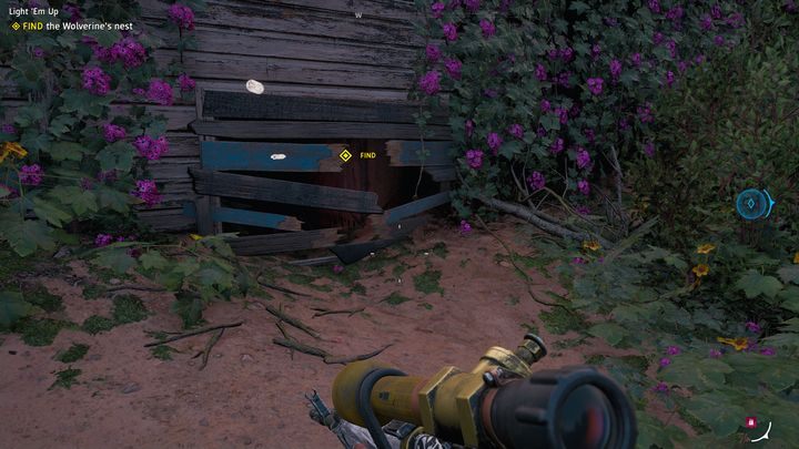 Enter the building to locate a Wolverines lair - Light Em Up | Hidden Treasure in Far Cry New Dawn - Hidden treasures - Far Cry New Dawn Guide