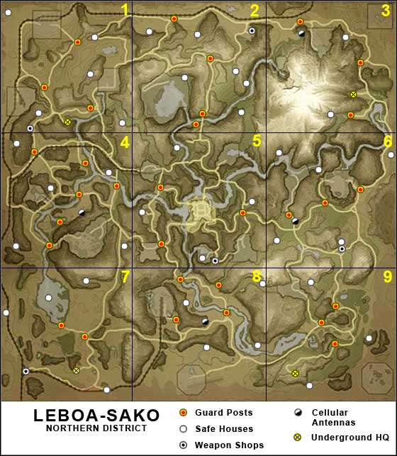 Sectors 7-9, Leboa-Sako - maps - Far Cry 2 Game Guide