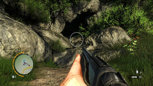 Reach the area marked with the red circle, to get to the entrance of a flooded cave - The Southern Island - South-eastern part - Cult Objects - Far Cry 3 - Game Guide and Walkthrough