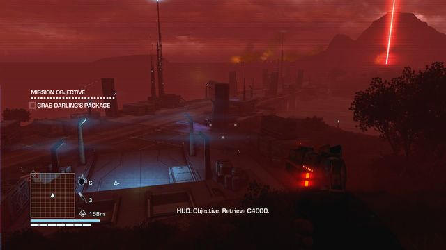 Head to the zipline shown on the screen, hooked up to the pillar on the left side of the dam - 3 - Punch it - Main missions - Far Cry 3: Blood Dragon - Game Guide and Walkthrough