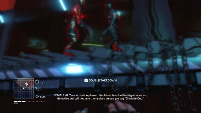 Swim (under water) to the place, where two enemy soldiers have stopped - this is a perfect opportunity to perform double takedown - 5 - I don't deal with psychos. I put'em away - Main missions - Far Cry 3: Blood Dragon - Game Guide and Walkthrough