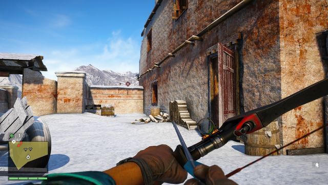 You will see a bow leaning against a chest - Kill or Be Killed - Main Quests - Far Cry 4 - Game Guide and Walkthrough